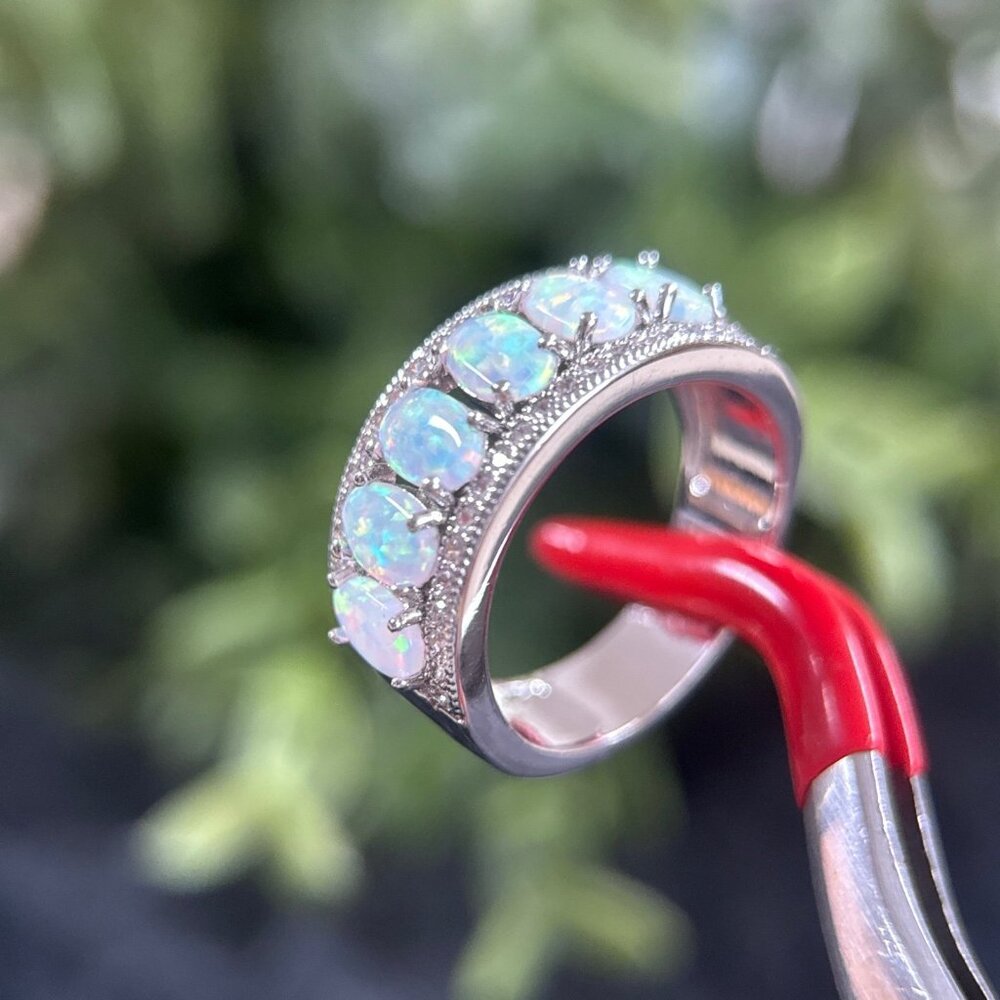 Silver Colored Opals Ring - Picture 7 of 10